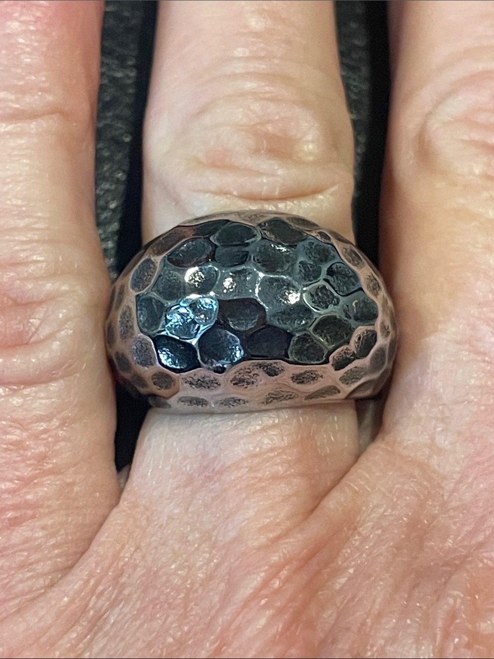 NWT Hammered Heavyweight Dome Ring  Blackened Silver size 7